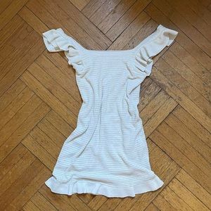 Crochet knit cream dress